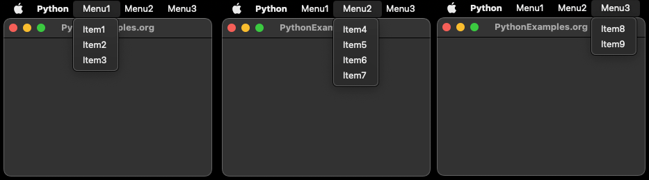 Tkinter menu example