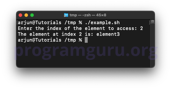 Access element at user-specified index in Bash