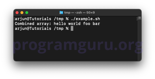 Concatenate string arrays in Bash