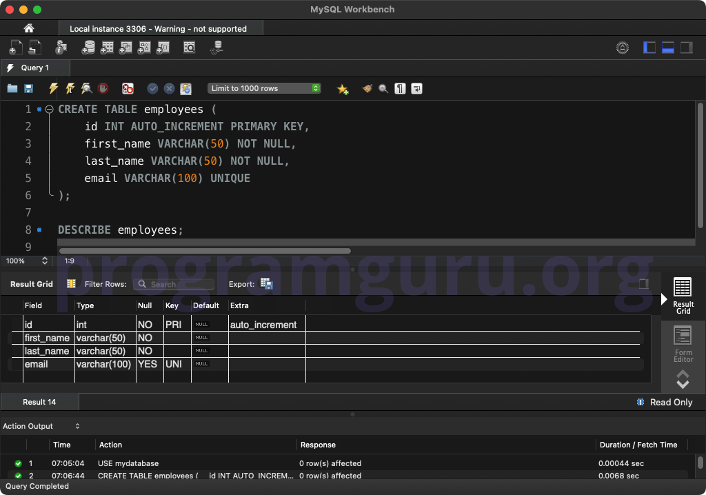 MySQL CREATE TABLE