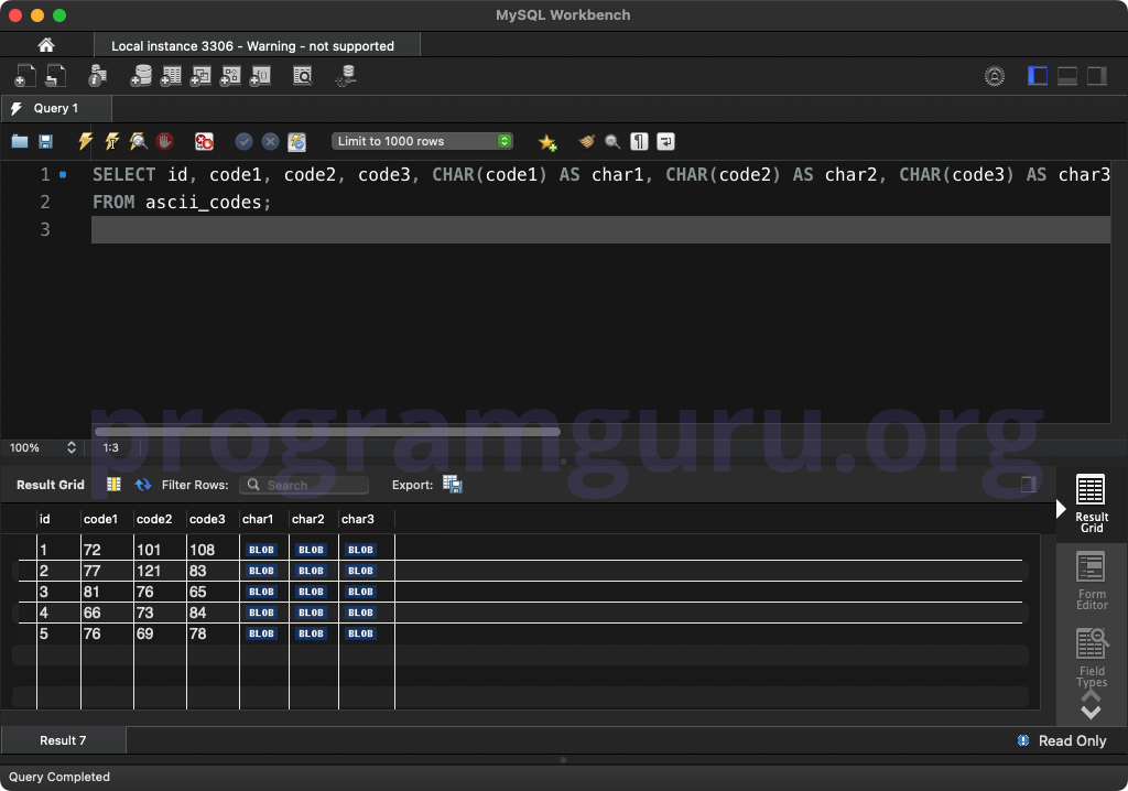 MySQL CHAR() WITH MULTIPLE COLUMNS