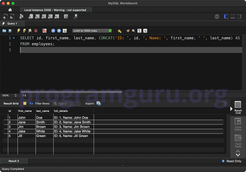 MySQL CONCAT() WITH MULTIPLE COLUMNS