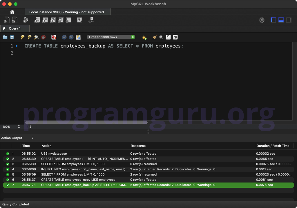 MySQL CREATE TABLE AS SELECT