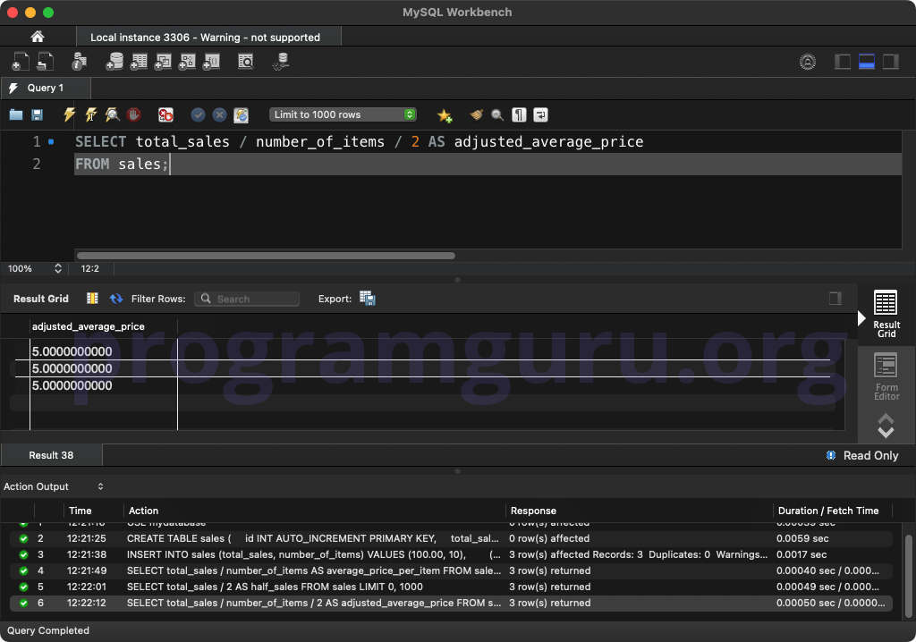 MySQL DIVIDE MULTIPLE COLUMNS