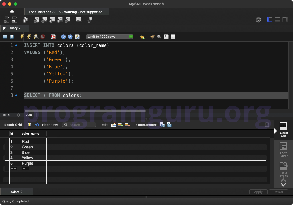 MySQL INSERT INTO TABLE