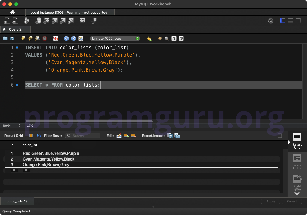 MySQL INSERT INTO TABLE