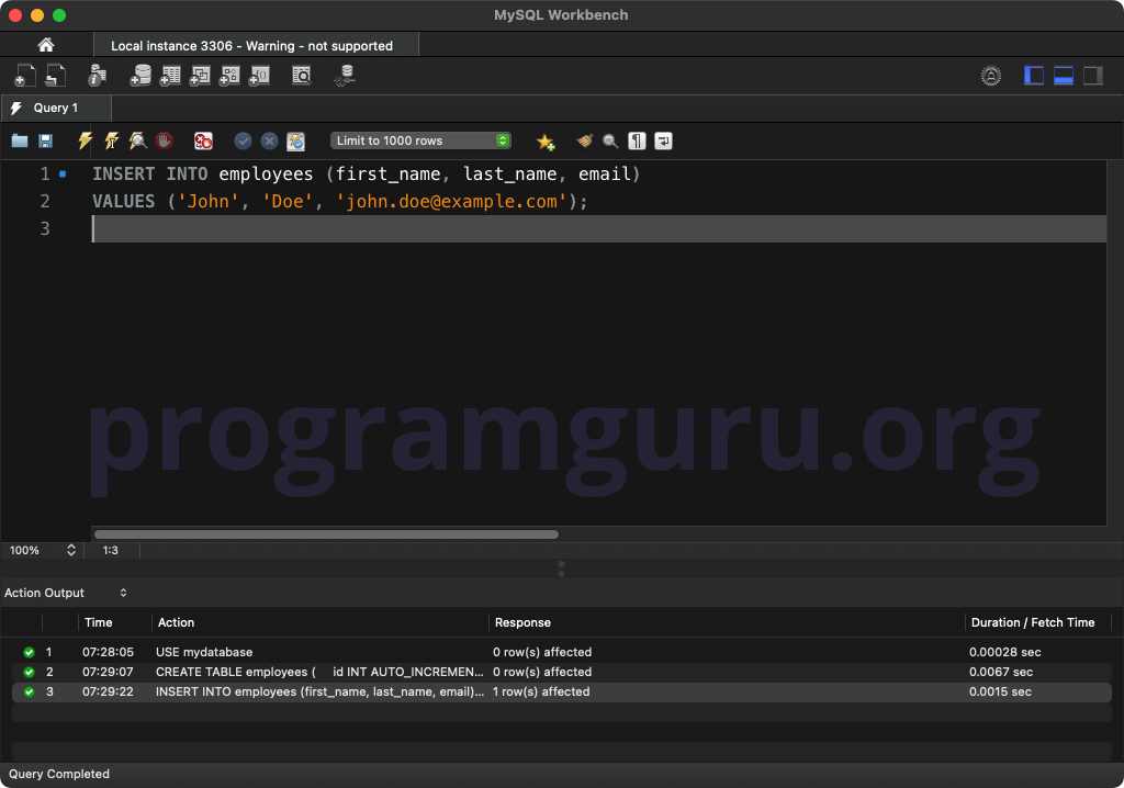 MySQL INSERT ROW