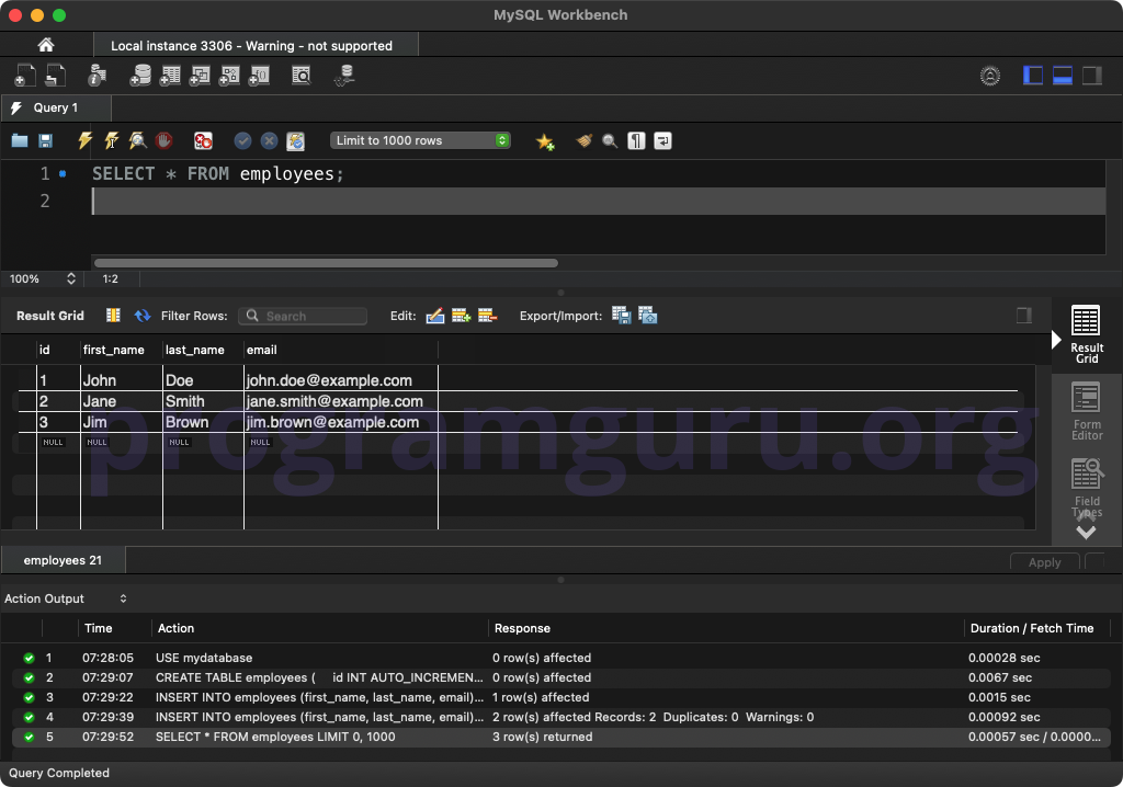 MySQL SELECT FROM TABLE