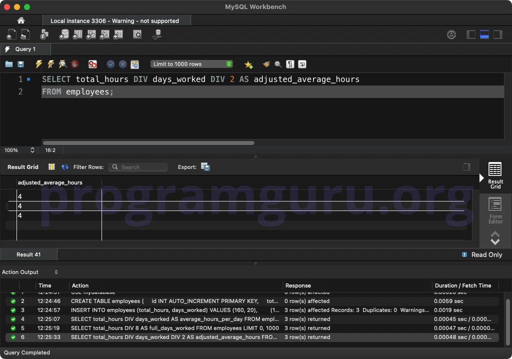 MySQL INTEGER DIVISION MULTIPLE COLUMNS