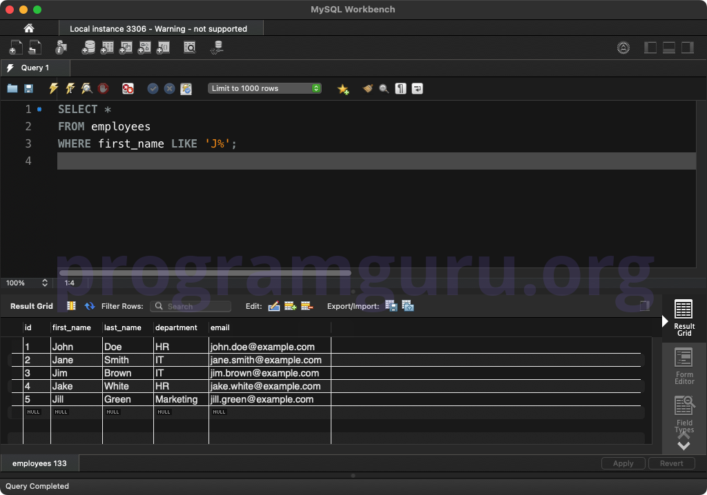 MySQL LIKE WITH WHERE CLAUSE