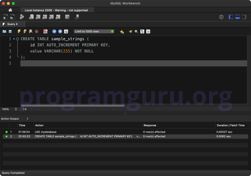 MySQL CREATE TABLE