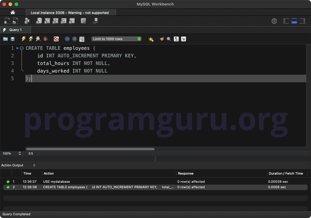 MySQL CREATE TABLE