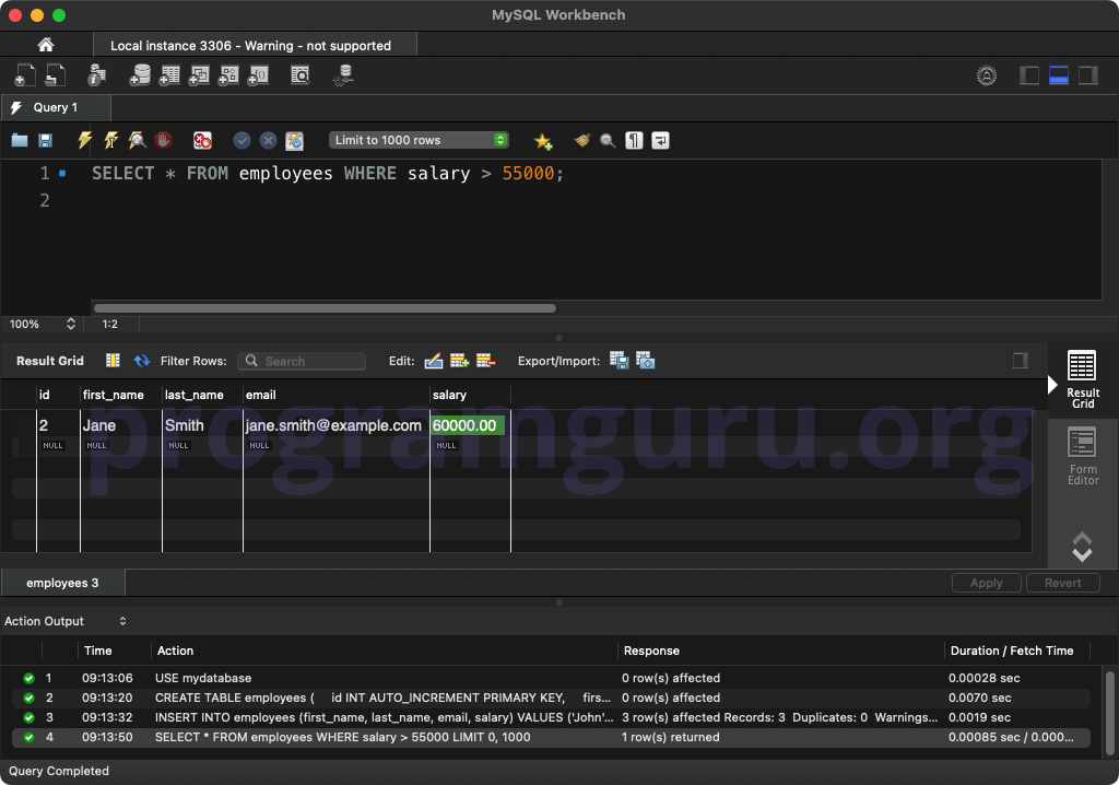 MySQL SELECT WITH WHERE CLAUSE