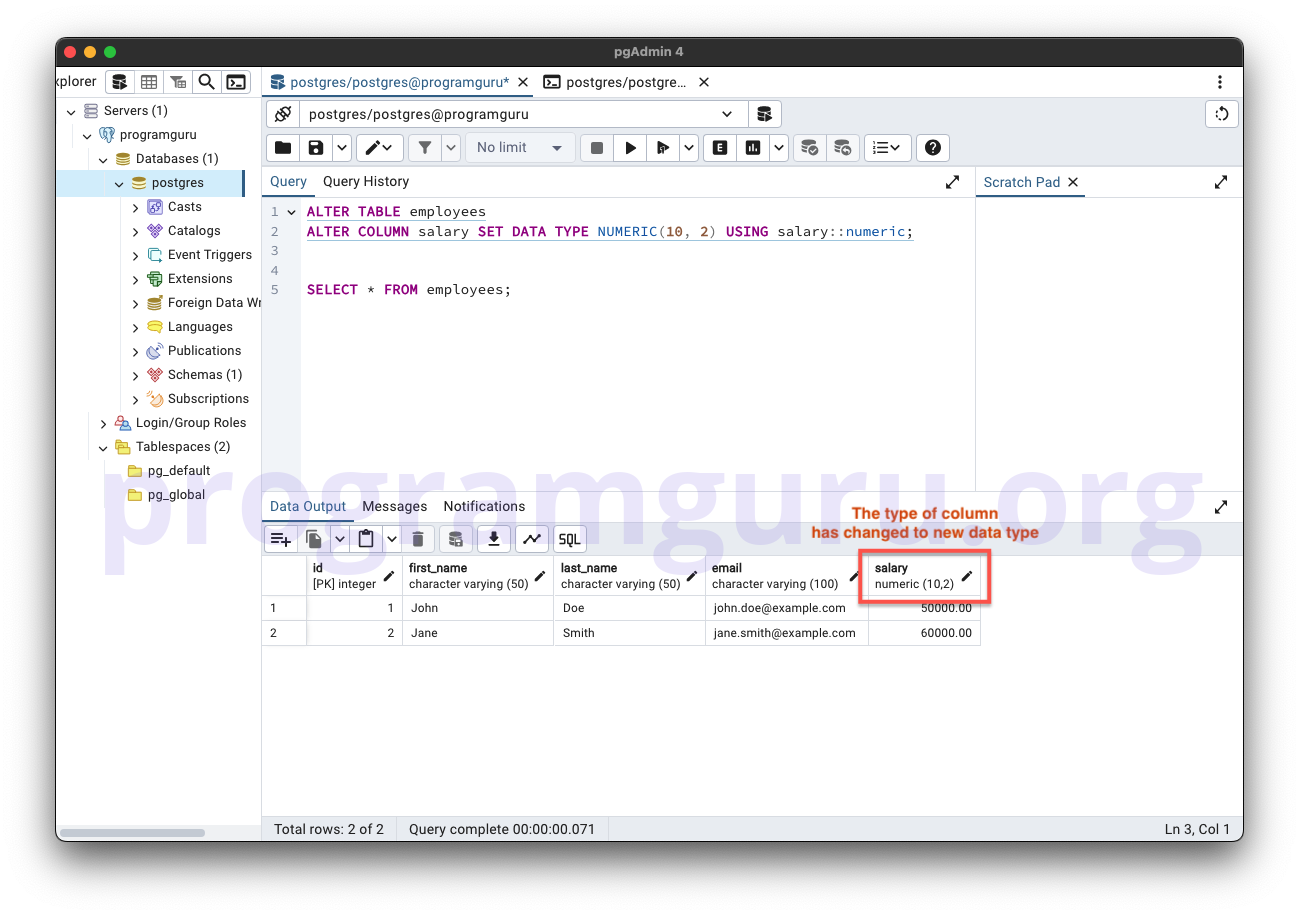 PostgreSQL Change Column Type