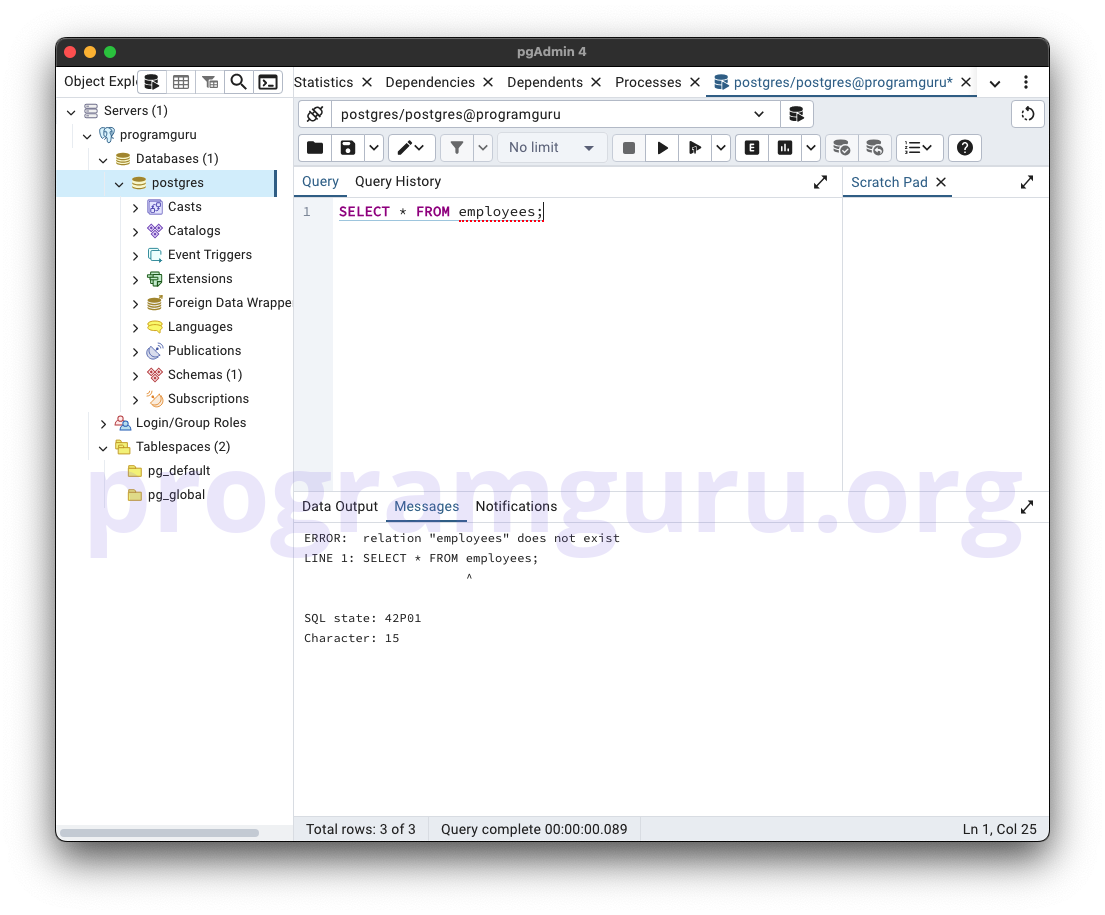 PostgreSQL Drop Table - Step 3