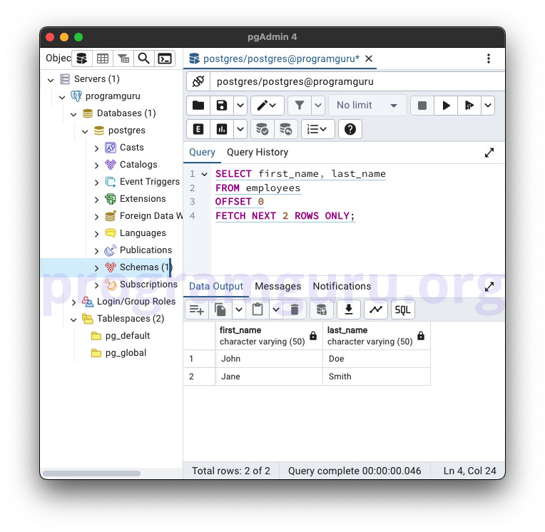 PostgreSQL FETCH