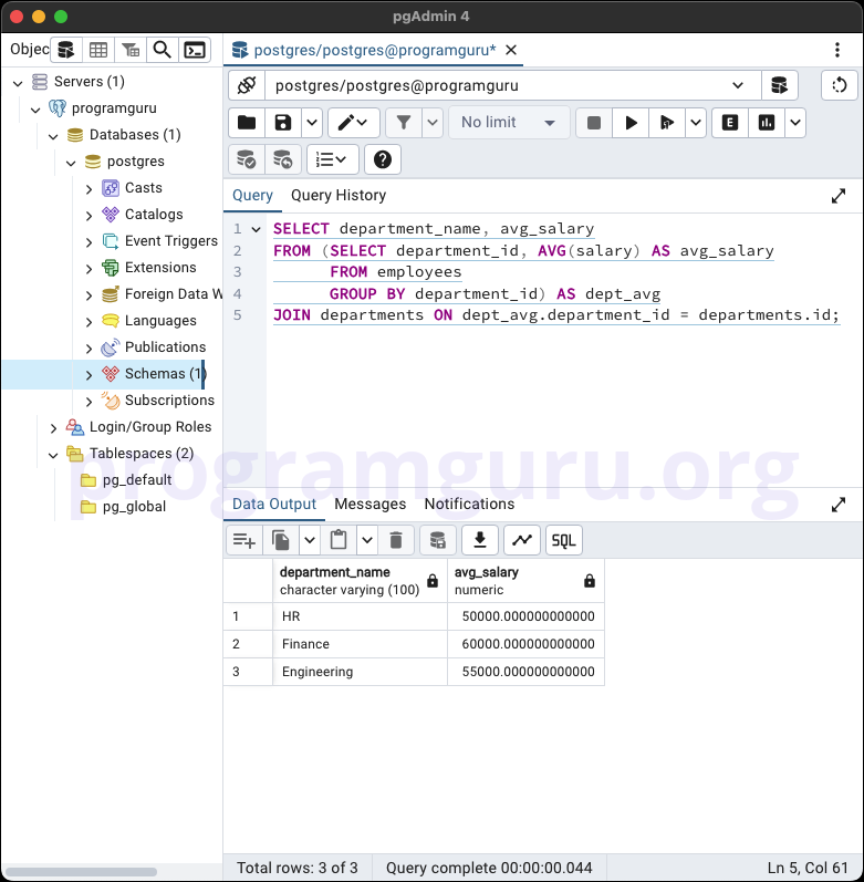 PostgreSQL Subquery