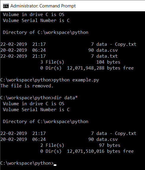 delete file using python script