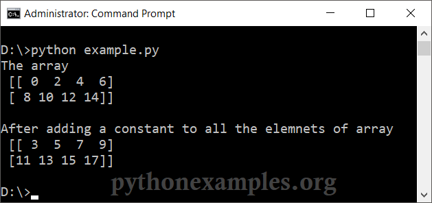 Python Numpy Array - Add a constant