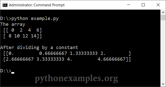 Divide all Elements in Array by Constant – NumPy