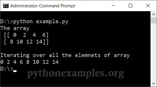 Iterate over Elements of Array – NumPy