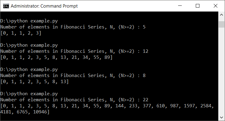 python fibonacci generator