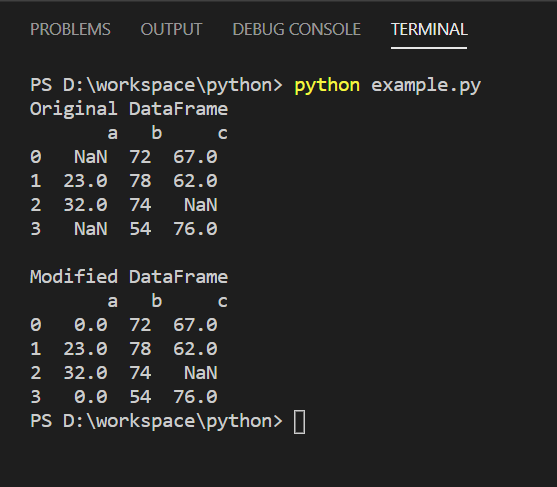 python-pandas-dataframe-replace-nan-values-with-zero-python-examples