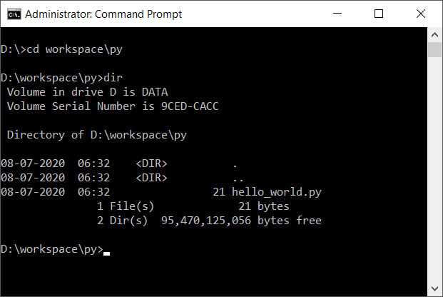 Navigate to the location of Python file