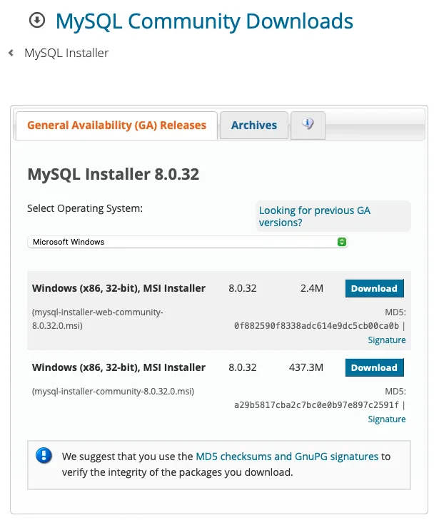 Install MySQL on Windows