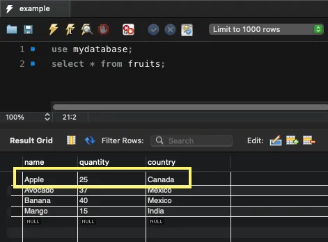 Get First Row in Table in Python MySQL