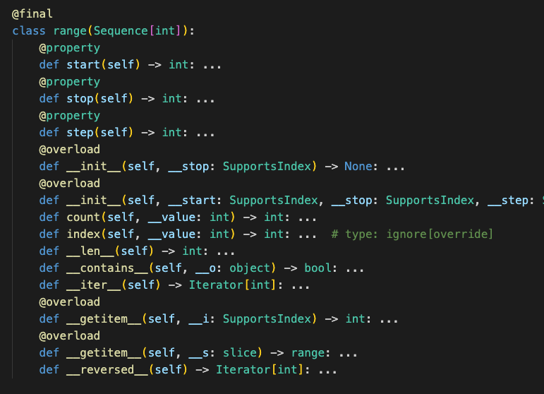 Python range class definition