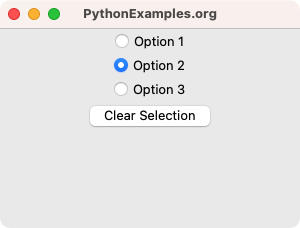 Tkinter Radiobutton - Clear selection - Example - Step 2