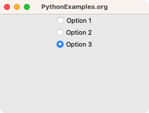 Tkinter Radiobutton - On Change of Selection - User selects "Option 3"