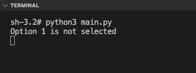 Terminal output when Checkbutton is not selected