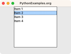 Tkinter Listbox - User selects "Item 2"