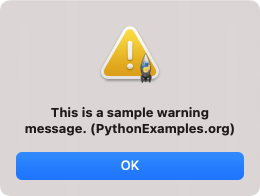 Tkinter messagebox – Show warning - Example screenshot - MacOS