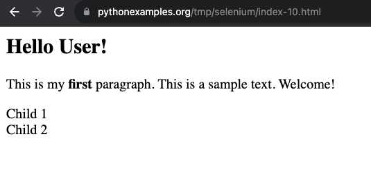 Get Paragraph Text in Selenium Python