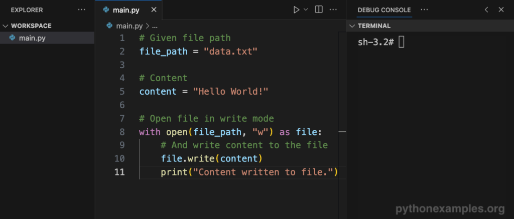 Python - Open file in write mode