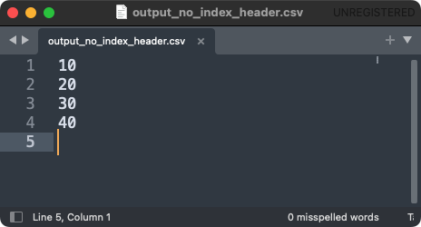 Write Series to a CSV file without index and header using Series.to_csv()